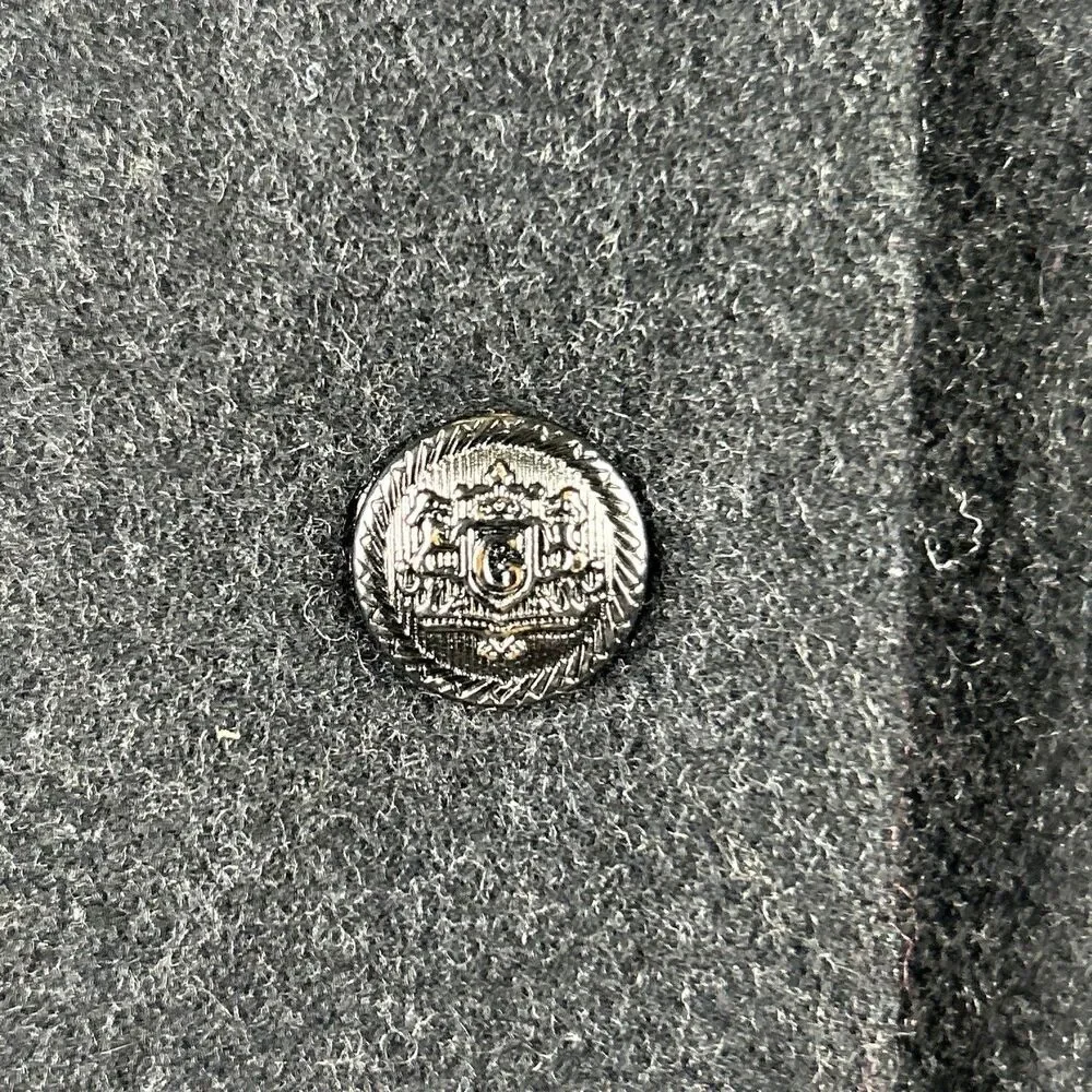 Guess Wool Blend Pea Coat Womens Sz XL Colorblock Charcoal Black Snap Zip Up - Picture 6 of 10